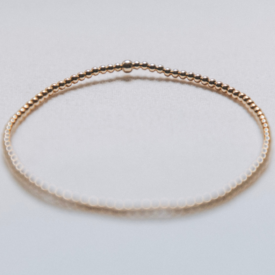 2mm 14k Gold Filled Beaded Stretchy Bracelet