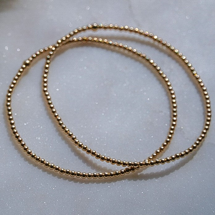 2mm 14k Gold Filled Beaded Stretchy Bracelet