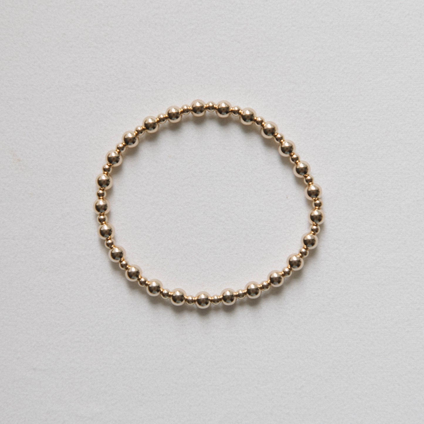 3 and 5mm 14k Gold Filled Beaded Stretchy Bracelet