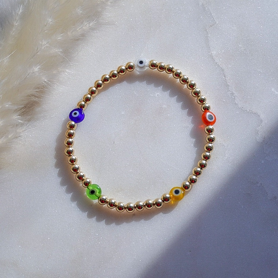 Glass - 4mm Evil Eyes Bracelet