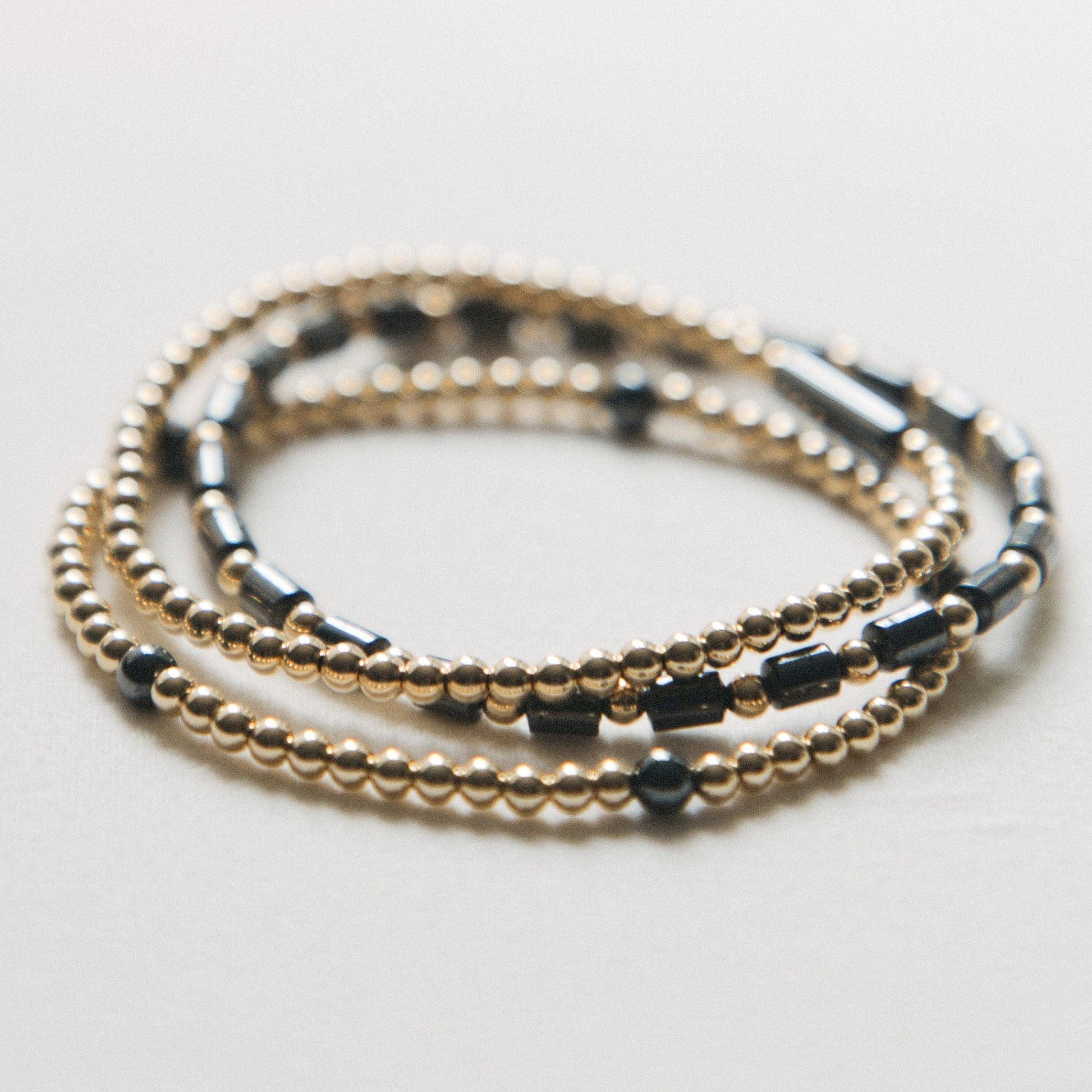 dark hematite bracelet stack laguna bohemia