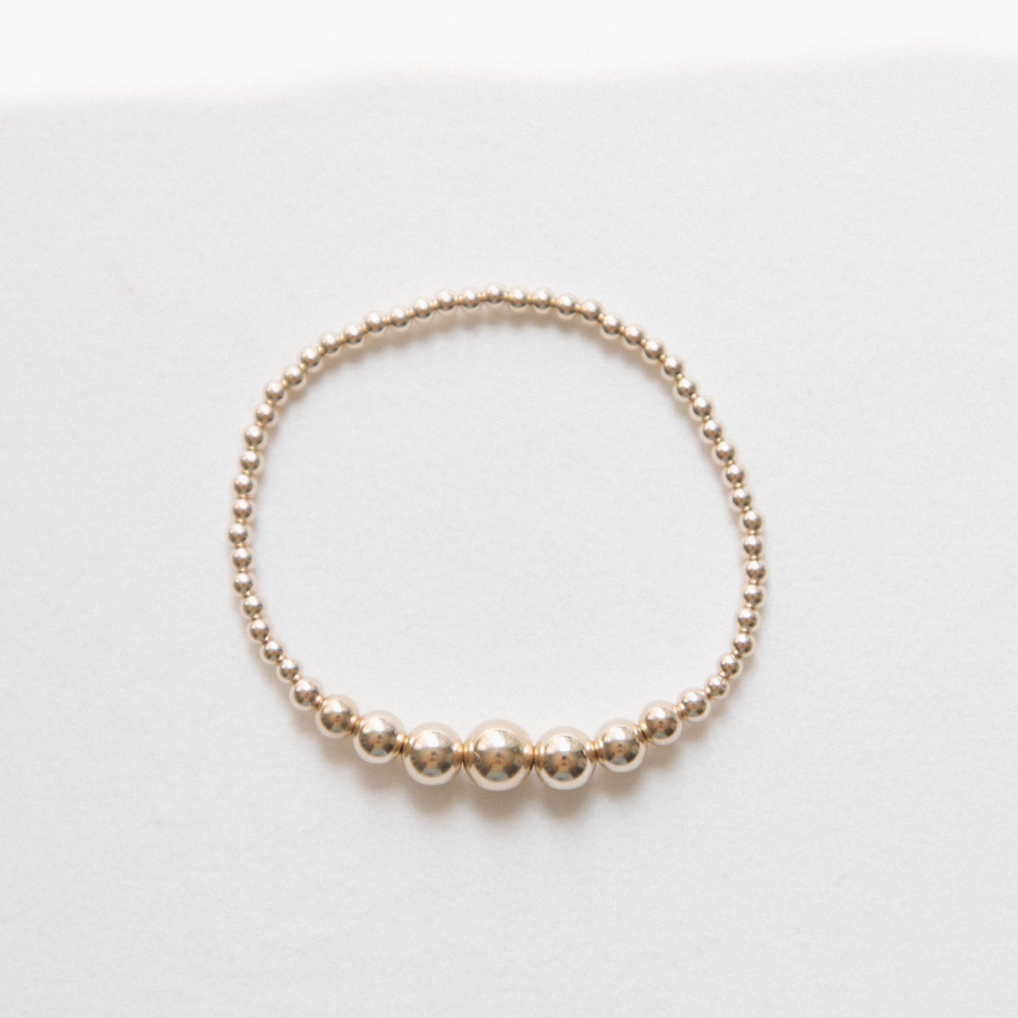 Graduated 3mm 14k Gold Filled Beaded Stretchy Bracelet