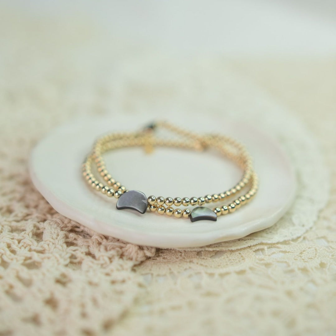 Mother off Pearl Bracelet - Duality Moon stacked